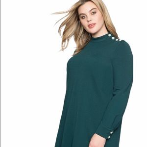 Size 28 RUNS SMALL ELOQUII Teal Pearls Dress Green